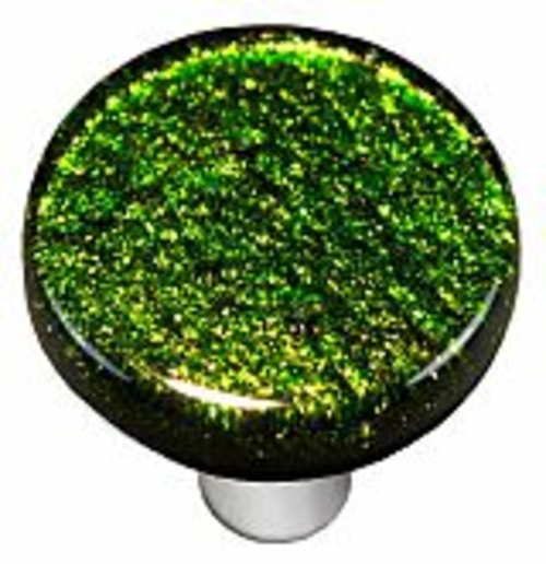 Hot Knobs HK1024-KRA Light Metallic Green Round Glass Cabinet Knob - A
