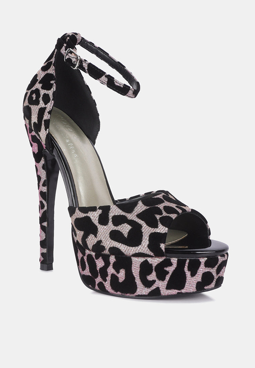 Brigitte Leopard Print Peep Toe Stiletto Sandal