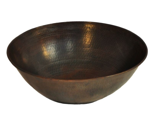 COPPER ROUND VESSEL SINK ROUNDED EDGE 15X15X5.5 G16 DARK BROWN