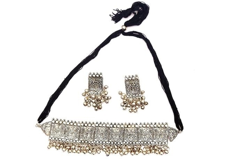 Fashion Jewelry Antique Silver Stone Work Handcrafted Oxidized