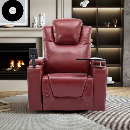 270 Degree Swivel PU Leather Power Recliner Individual Seat Home