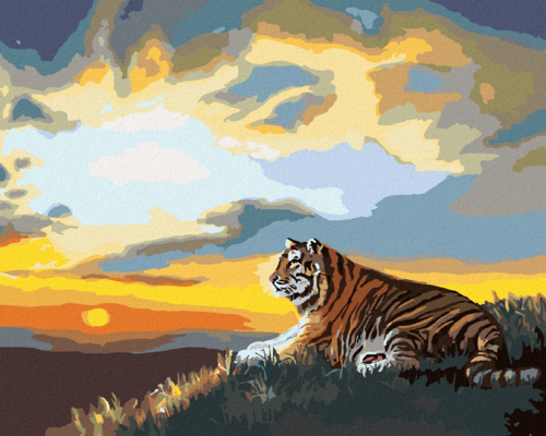 Zuty - Paint by Numbers - TIGER AND SUNSET (D. RUSTY RUST), 40x50 cm