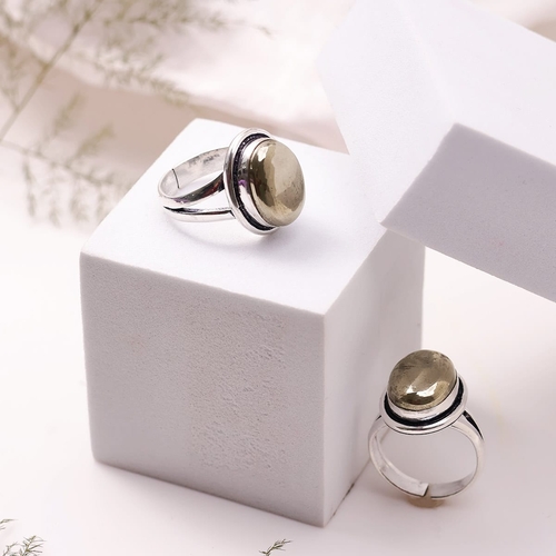 Oval Shape Stone Alloy Metal Adjustable Ring