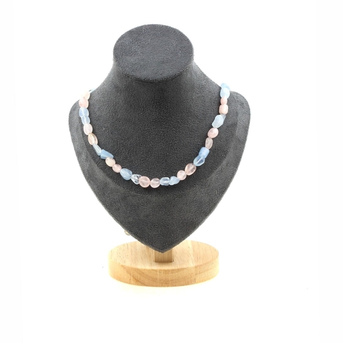 Aquamarine from Brazil + Rose Quartz beads necklace.