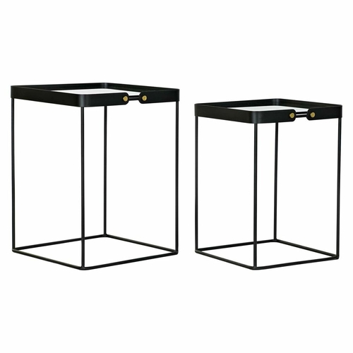 Set of 2 small tables DKD Home Decor Black Golden 42 x 42 x 56 cm