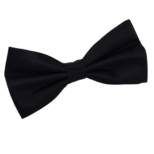 Solid Check Pre-Tied Bow Tie - Black