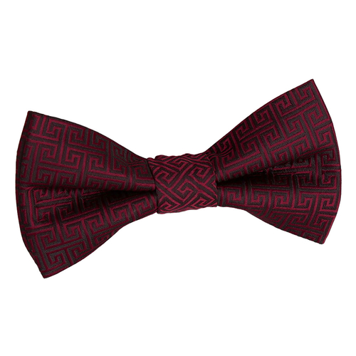 Greek Key Pre-Tied Bow Tie - Boys - Burgundy