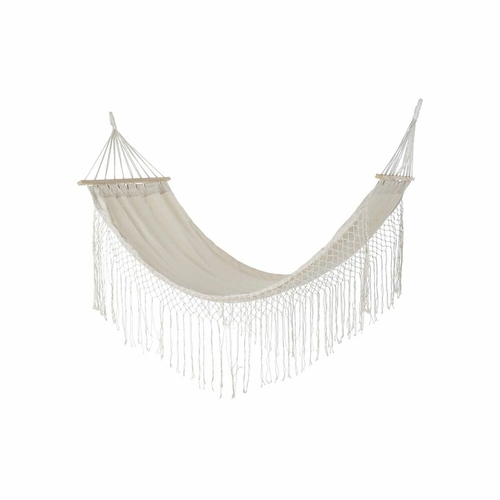 Hammock DKD Home Decor Beige Polyester Cotton Pinewood Fringe (280 x