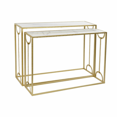 Console DKD Home Decor Golden Metal Marble (107.5 x 30.5 x 79 cm) (2
