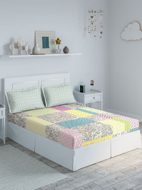 Floral Grace 186 Tc Cotton Double Printed Bedsheet (Size-DOUBLE)