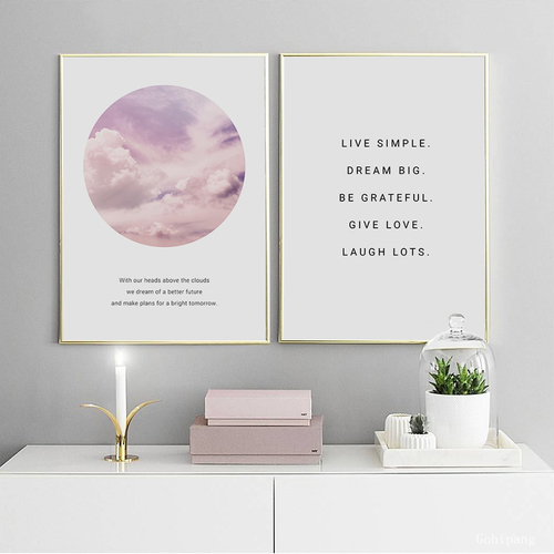 Poster Art Pink Clouds Quote Nordic Style