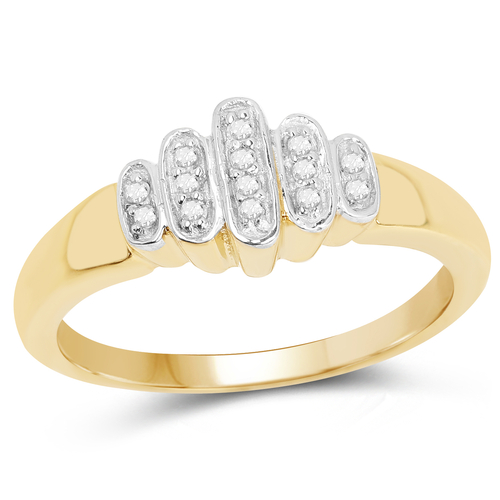 14K Yellow Gold Plated 0.09 Carat Genuine White Diamond .925 Sterling