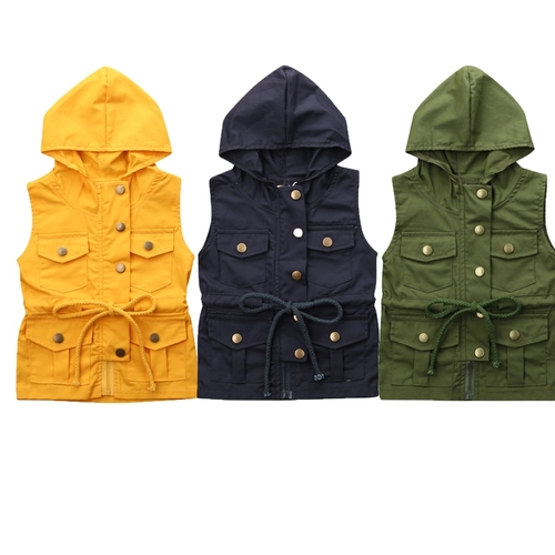 Kids Girls Boys Baby Vest Coat Sleeveless Button