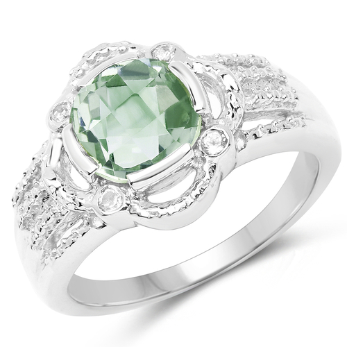 1.74 Carat Genuine Green Amethyst and White Topaz .925 Sterling Silver