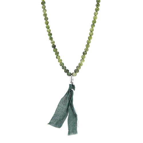 Jade Luke Silver, Stone and Cotton Voile Necklace x Bracelet