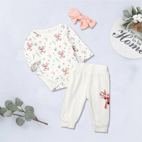 Pudcoco Autumn Christmas Print Infant Baby Kid