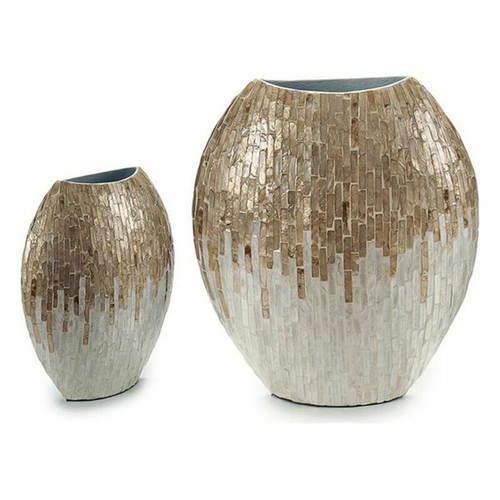 Vase Beige White Mother of pearl Particleboard