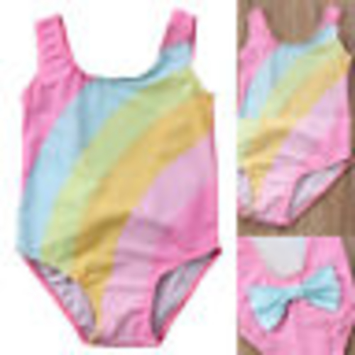 Kids Baby Girl Bikini Rainbow Backless Bowknot