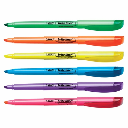 Bic Brite Liner Non-Toxic Pen Style Highlighter Set - Assorted Color- 