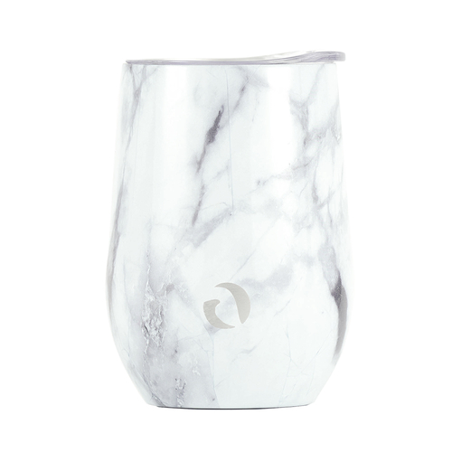 DRINCO® 12oz Insulated Wine Tumbler Glass (Pacifica White Marble)