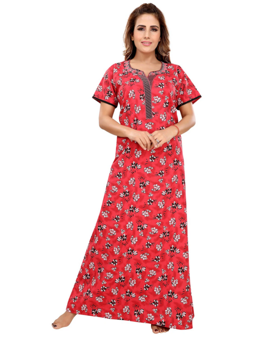 women floral cotton maxi nighty