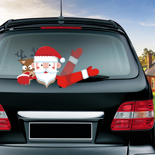 Santa Claus Waving Wiper Decals PVC Car Styling