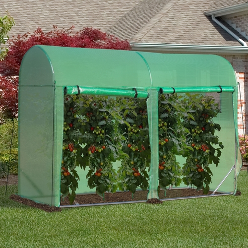 Outsunny 10' x 3' x 7' Greenhouse with Double Roll Up Doors & 4