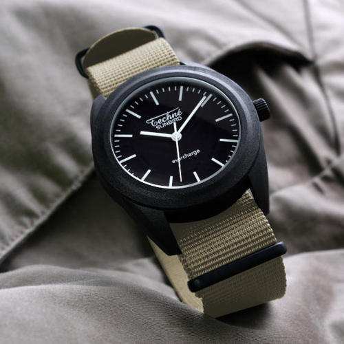 38.0mm solar ranger watch with nylon 6 strap in beige colour