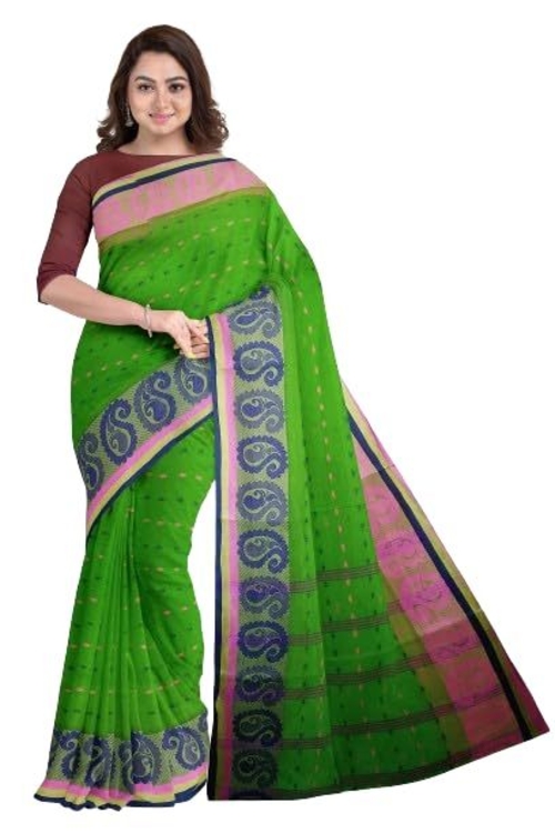 Women'S Tangail Pure Cotton Silk Border Traditional Bengal Handloom