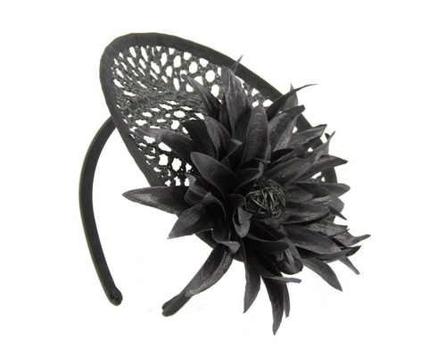 Black fascinator with black flower