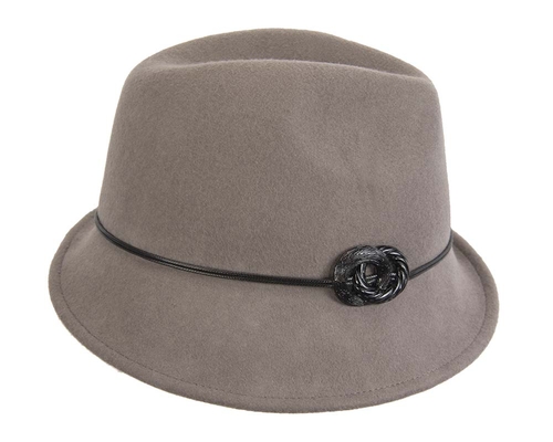 Grey ladies fashion felt trilby hat