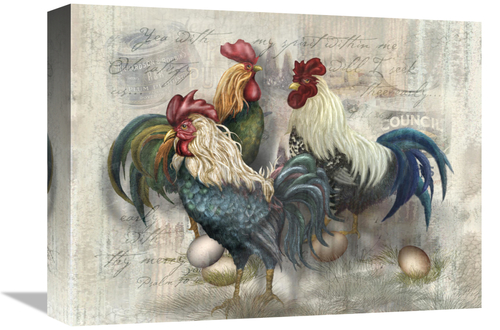 Global Gallery GCS-121127-1216-142 12 x 16 in. Rooster Trio Art Print 