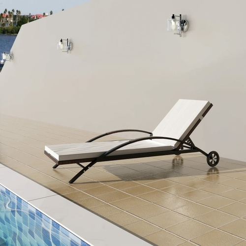 Sun Lounger with Cushion & Wheels Poly Rattan Anthracite