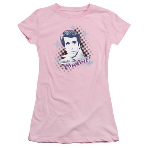 Trevco Happy Days-The Coolest - Short Sleeve Junior Sheer Tee - Pink&#