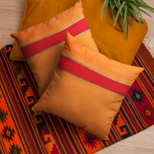 Stylish solid orange cushion cover