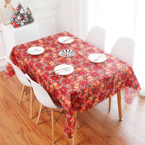 Linen Cotton Christmas Tablecloth Washable Table