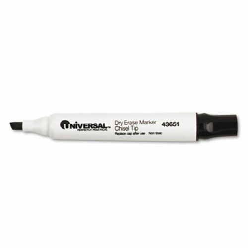 Universal 43651 Dry Erase Marker  Chisel Tip  Black  Dozen