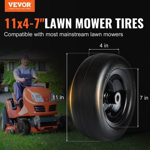 VEVOR Lawn Mower Tires with Rim, 11x4-7" Tubeless Tractor Tires,