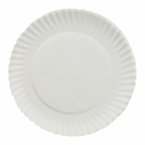 Ajm PP6GREWH CPC 6 in. Green Label Uncoated Paper Plate, White - C