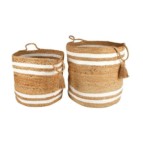 Belle Jute Basket With Tassel Set Of 2