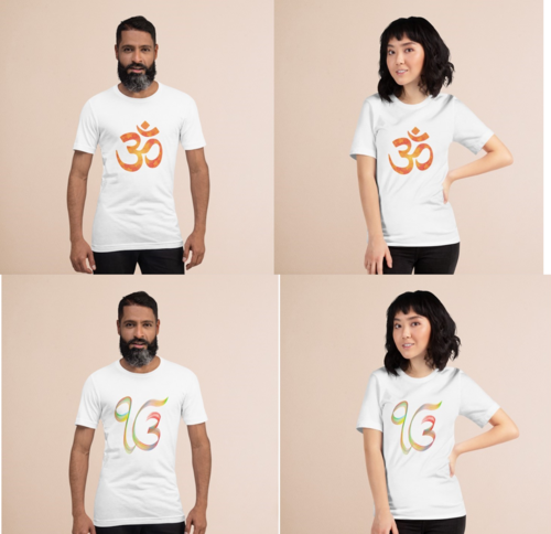 MEN OM & IK ONKAR FOR THIS NECK HALF SLEEVE PRINTED TSHIRT Size M