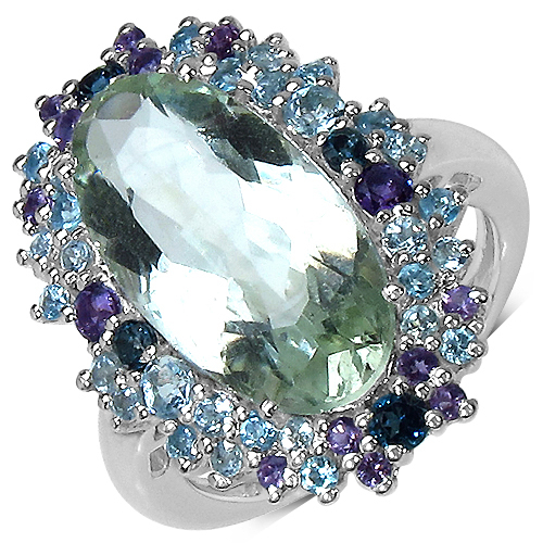 7.46 Carat Genuine Multi Stone .925 Sterling Silver Ring