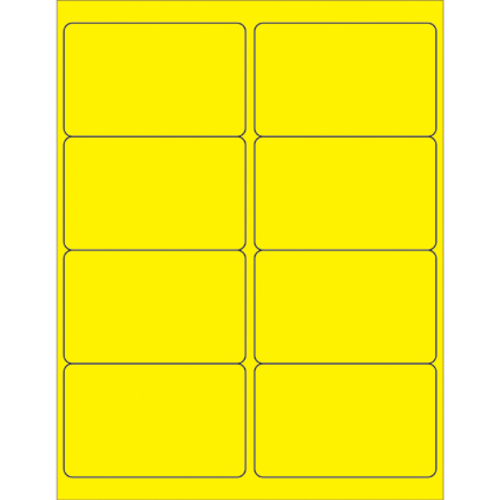 Box Partners LL179YE 4 x 2.5 in. Fluorescent Yellow Rectangle Laser La