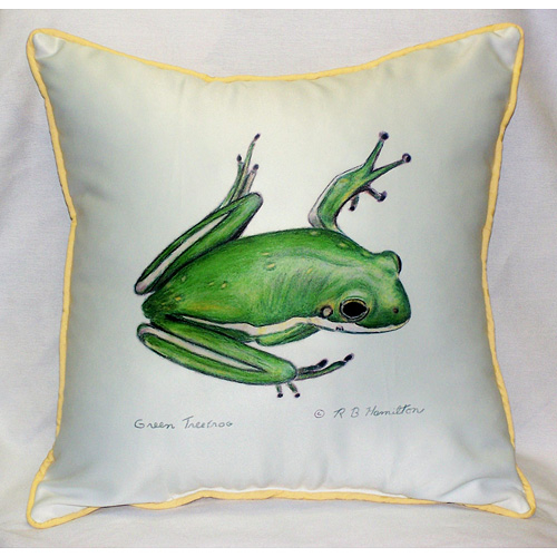 Betsy Drake HJ040 Green Treefrog Art Only Pillow 18"x18"