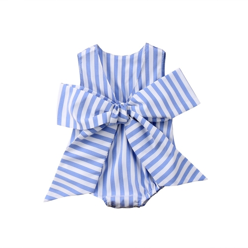 Fashion Newborn Baby Girl Bow Sleeveless Striped