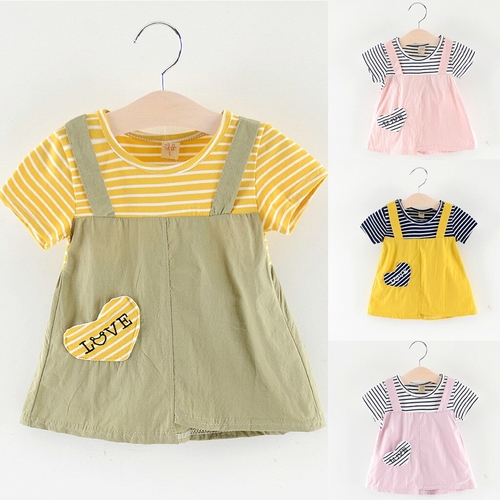 sweet Baby Girl Dresses Striped Letter