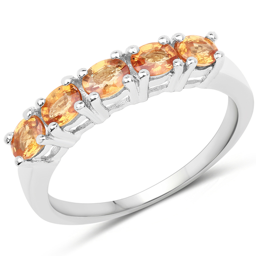 1.00 Carat Genuine Orange Sapphire .925 Sterling Silver Ring