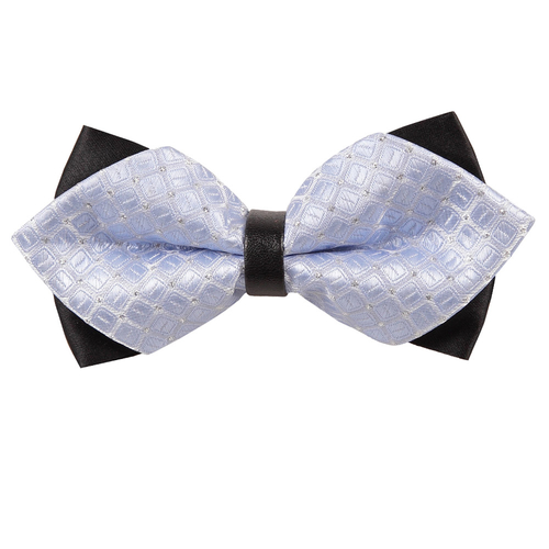 Diamond Tip Pre-Tied Bow Tie - Covert Checks Baby Blue