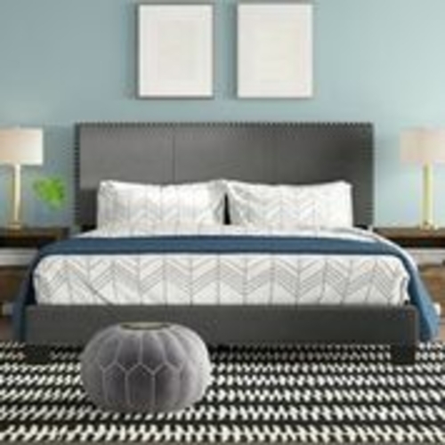 Royale Gray Velvet Upholstered Bed- Queen