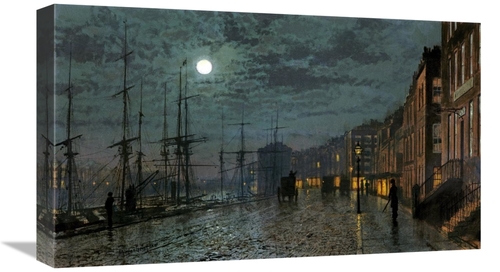 Global Gallery GCS-266435-22-142 22 in. City Docks by Moonlight Art Pr